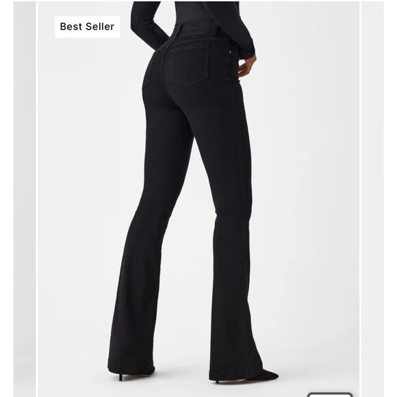 Spanx EveryWear Flare Jeans Womens High Rise Pull On Clean Black size S classy - Picture 1 of 7